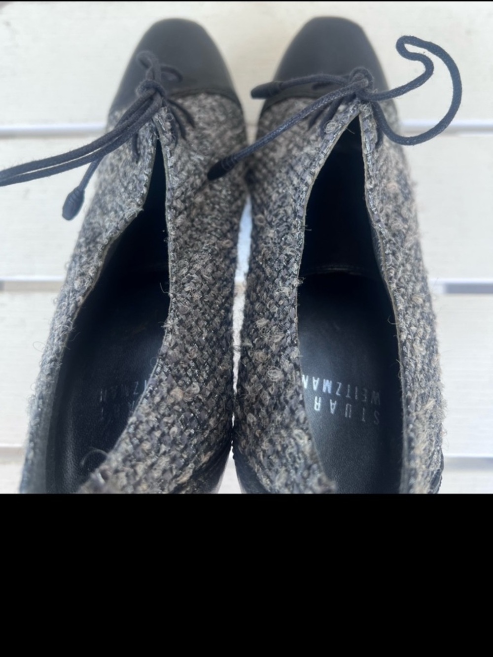 Stuart Weitzman Tweed Lace Up Heels Bootie Oxford Cap Toe Stiletto Size 8 - Picture 4 of 15